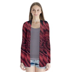 Elegant Red Twist Drape Collar Cardigan