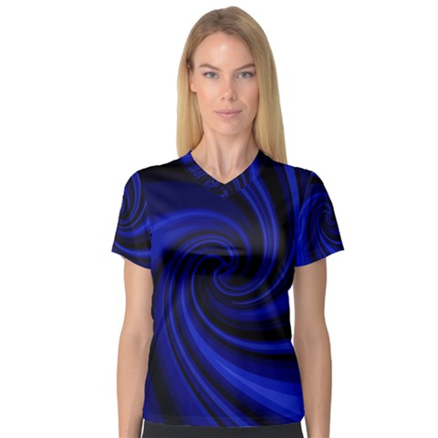 Blue Decorative Twist Women s V-neck Sport Mesh Tee by Valentinaart