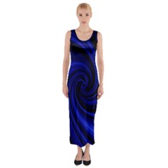 Blue Decorative Twist Fitted Maxi Dress