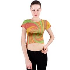 Green And Orange Twist Crew Neck Crop Top by Valentinaart