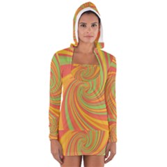 Green And Orange Twist Women s Long Sleeve Hooded T-shirt