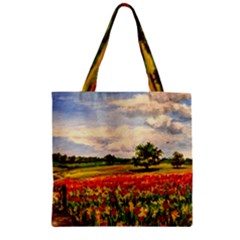  Poppies Zipper Grocery Tote Bag by ArtByThree