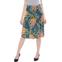 Floral Fantsy Pattern Midi Beach Skirt