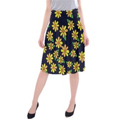 Daisy Flower Pattern For Summer Midi Beach Skirt by BubbSnugg