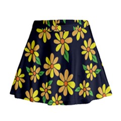 Daisy Flower Pattern For Summer Mini Flare Skirt