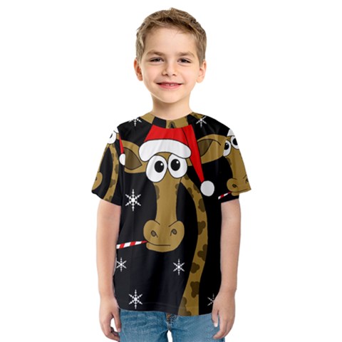 Christmas Giraffe Kids  Sport Mesh Tee by Valentinaart