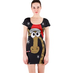 Christmas Giraffe Short Sleeve Bodycon Dress by Valentinaart