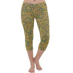 Modern Abstract Ornate Capri Yoga Leggings