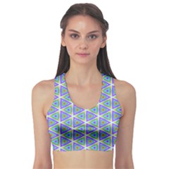 Colorful Retro Geometric Pattern Sports Bra by DanaeStudio