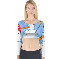 Snowman Long Sleeve Crop Top by Valentinaart