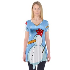 Snowman Short Sleeve Tunic  by Valentinaart