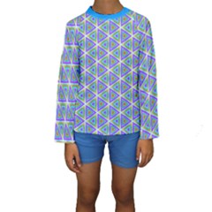 Colorful Retro Geometric Pattern Kids  Long Sleeve Swimwear