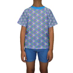 Colorful Retro Geometric Pattern Kids  Short Sleeve Swimwear by DanaeStudio