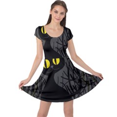 Black Cat - Halloween Cap Sleeve Dresses by Valentinaart