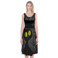 Black Cat - Halloween Midi Sleeveless Dress