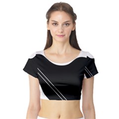 White And Black Abstraction Short Sleeve Crop Top (tight Fit) by Valentinaart