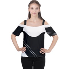 White And Black Abstraction Women s Cutout Shoulder Tee