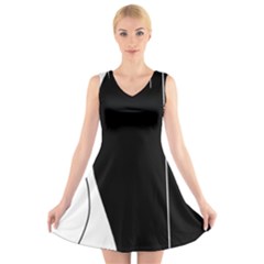 White And Black 2 V-neck Sleeveless Skater Dress