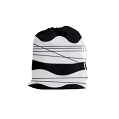 White And Black Waves Drawstring Pouches (medium)  by Valentinaart