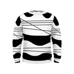 White And Black Waves Kids  Sweatshirt by Valentinaart