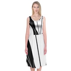 White And Black  Midi Sleeveless Dress