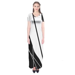 White And Black  Short Sleeve Maxi Dress