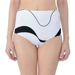 Waves - Black And White High-waist Bikini Bottoms by Valentinaart