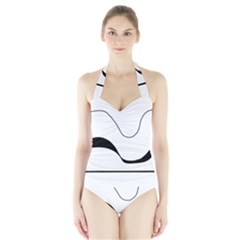 Waves - Black And White Halter Swimsuit by Valentinaart