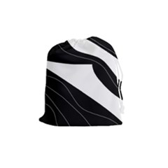 White And Black Decorative Design Drawstring Pouches (medium)  by Valentinaart