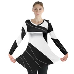 White And Black Decorative Design Long Sleeve Tunic 