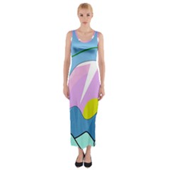 Under The Sea Fitted Maxi Dress by Valentinaart