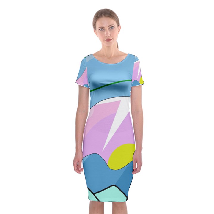 Under the sea Classic Short Sleeve Midi Dress