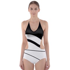 White And Black Harmony Cut-out One Piece Swimsuit by Valentinaart