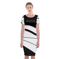 White And Black Harmony Classic Short Sleeve Midi Dress