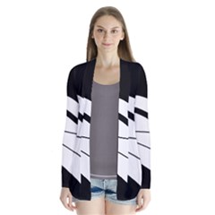 White And Black Harmony Drape Collar Cardigan