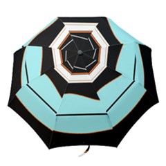 Cyan, Black And White Waves Folding Umbrellas by Valentinaart