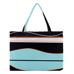 Cyan, Black And White Waves Medium Tote Bag