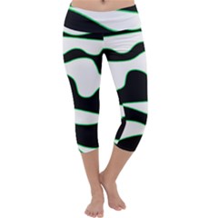 Green, White And Black Capri Yoga Leggings