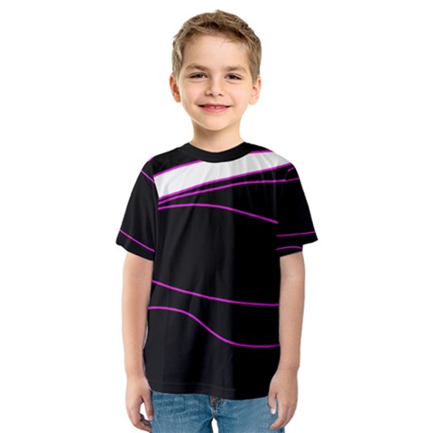 Purple, White And Black Lines Kids  Sport Mesh Tee by Valentinaart