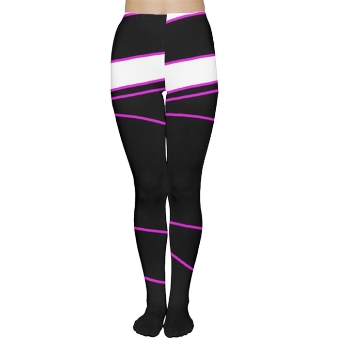 Purple, white and black lines Women s Tights