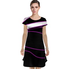 Purple, White And Black Lines Cap Sleeve Nightdress by Valentinaart