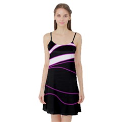 Purple, White And Black Lines Satin Night Slip by Valentinaart