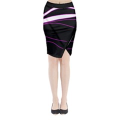 Purple, White And Black Lines Midi Wrap Pencil Skirt