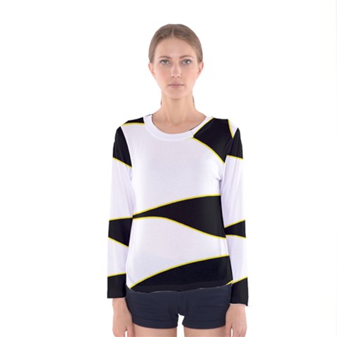 Yellow, Black And White Women s Long Sleeve Tee by Valentinaart