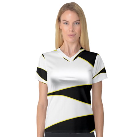 Yellow, Black And White Women s V-neck Sport Mesh Tee by Valentinaart