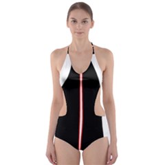 White, Red And Black Cut-out One Piece Swimsuit