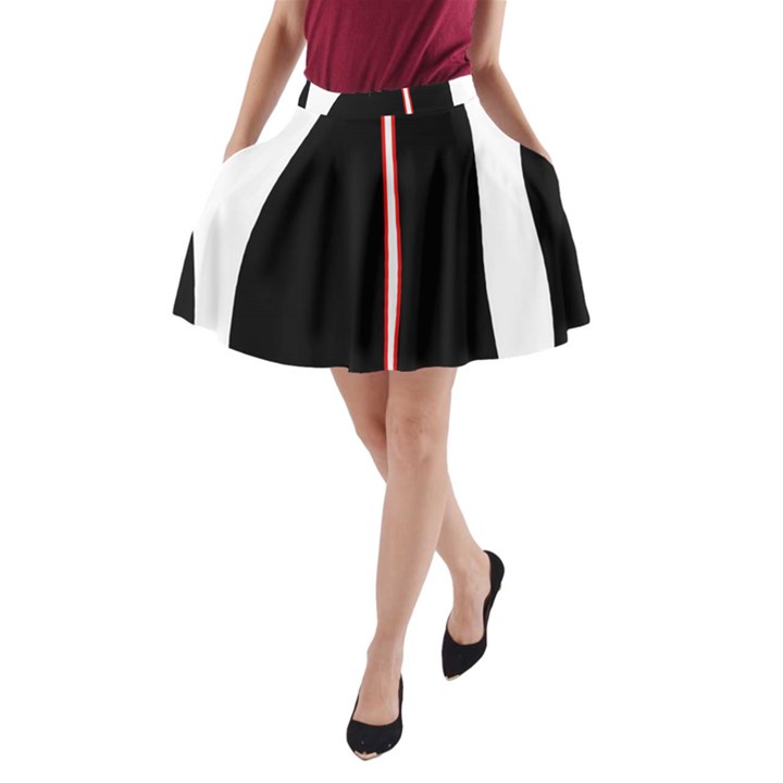 White, red and black A-Line Pocket Skirt