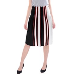 White, Red And Black Lines Midi Beach Skirt