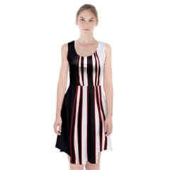 White, Red And Black Lines Racerback Midi Dress