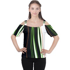 Colorful lines harmony Women s Cutout Shoulder Tee